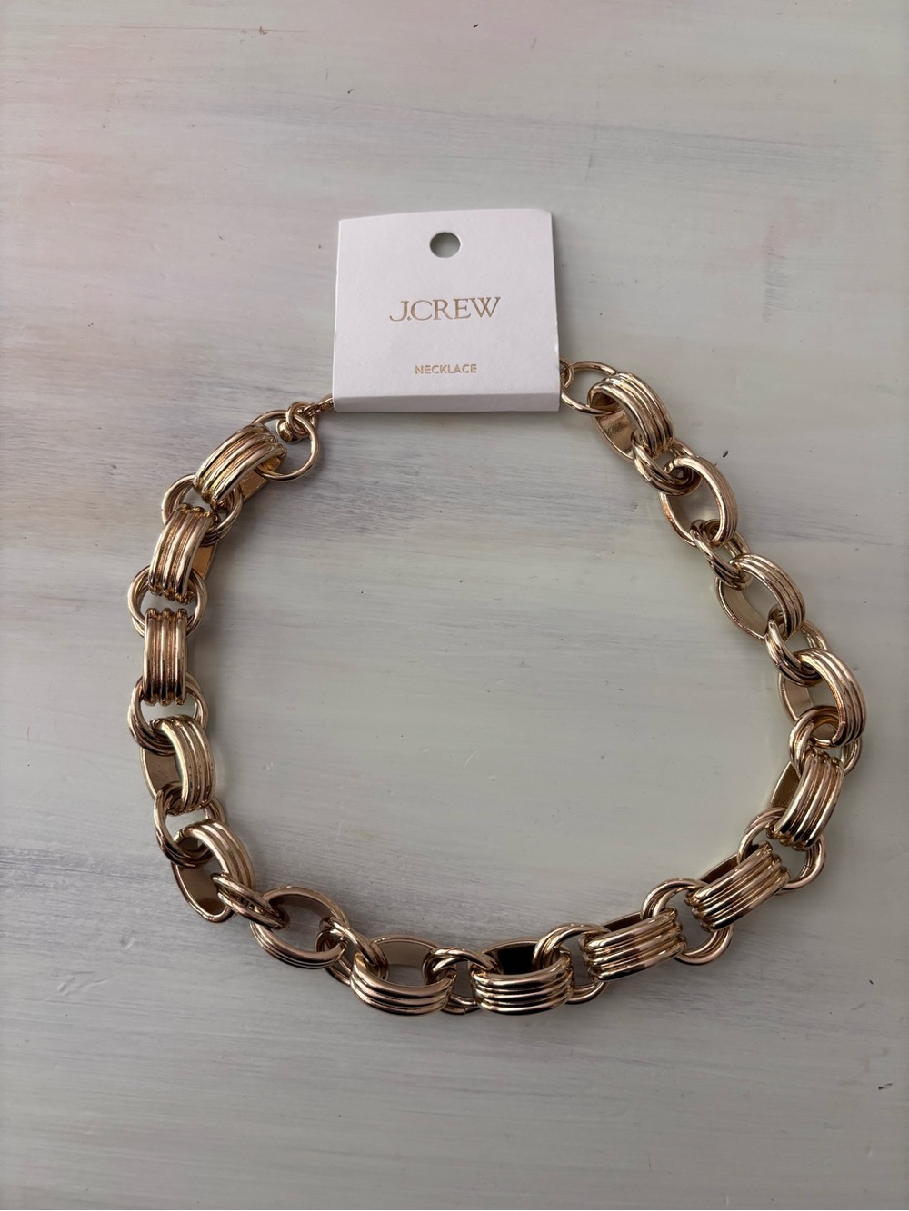 NWT J.Crew Gold Chunky Link Necklace 16” + 2 in extender